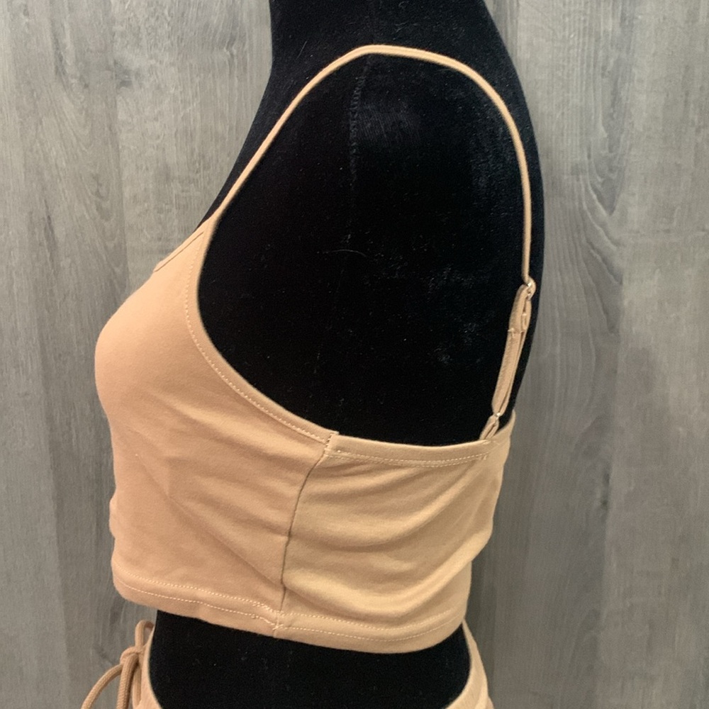 New Cider Fashions Light Brown Shorts & Crop Top Set Womens Size X-Small - Picture 7 of 11